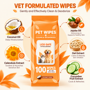 Resealable pack of extra large dog wipes, 100 thick grooming wipes
